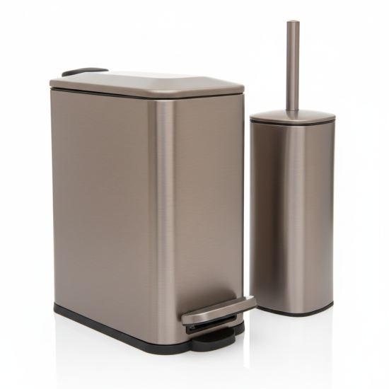Trash Can & Toilet Brush Set
